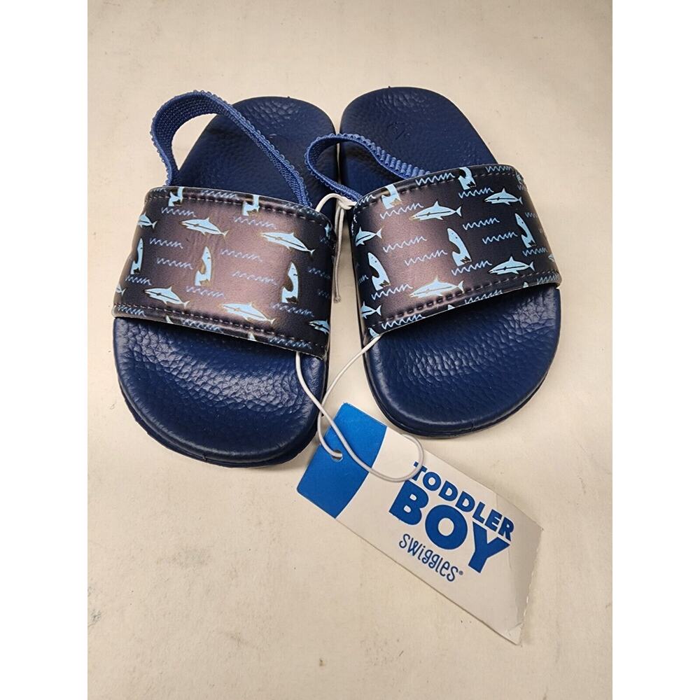 Swiggies Boys Toddler Slip On Sandle Beach Sharks Size (5/6)